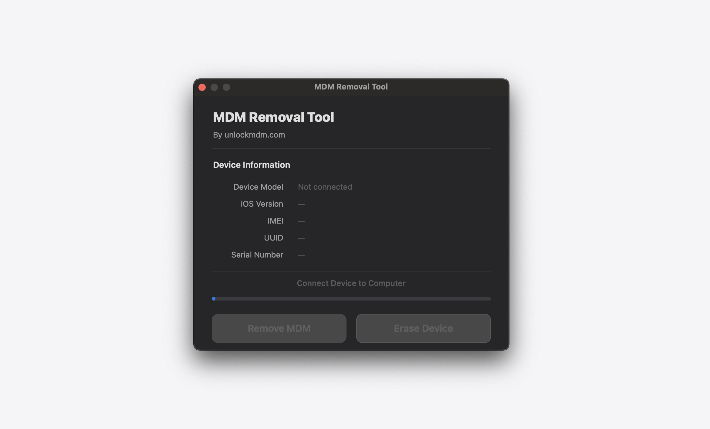 Software Interface - MDM Removal Tool